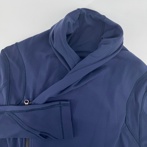 lululemon athletica Jackets & Blazers - Lululemon Women 4 Bhakti Yoga Wrap Jacket Navy Zip Shawl Collar Thumbholes